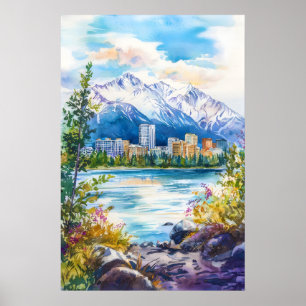 Anchorage Aquarellposter Aquarell Park Ski Poster