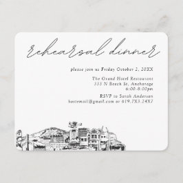 Anchorage Hochzeit Elegante Probe Abendessen Begleitkarte