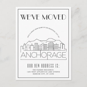 Anchorage Moderne Deco-Stadt ändert ihre Adresse Ankündigungspostkarte