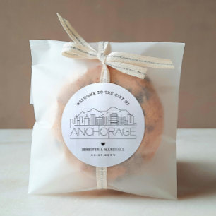 Anchorage Skyline   Begrüßung Runder Aufkleber