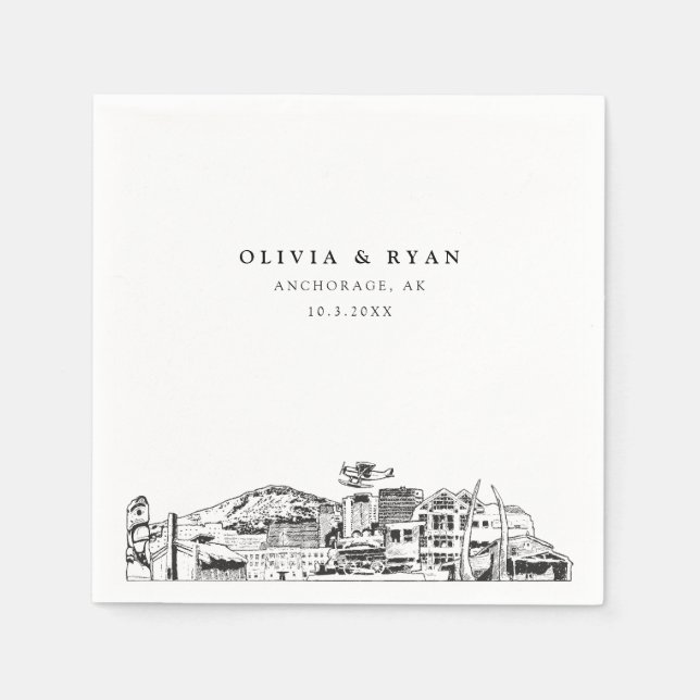 Anchorage Wedding Minimalistisch Paper Serviette (Vorderseite)