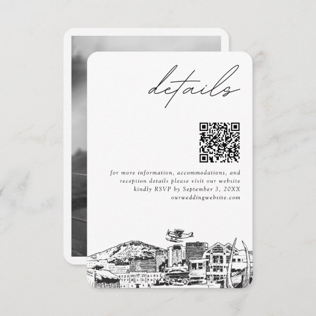 Anchorage Wedding Modern Details QR Code Begleitkarte (Vorne/Hinten)