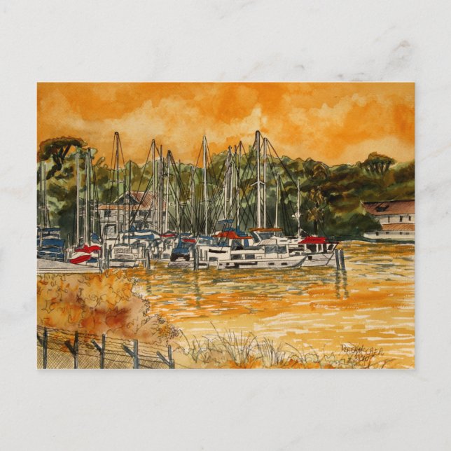 Anchorage Yacht Becken Marina Melbourne Florida Postkarte (Vorderseite)