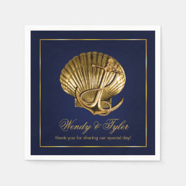 Anchored Seashell Nautic Cocktail Party | dunkelbl Serviette
