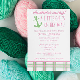Anchors Away Girl Nautical Baby Shower Einladung
