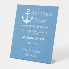 Anchors Away Nautical Anchor Baby Blue Sockelschild