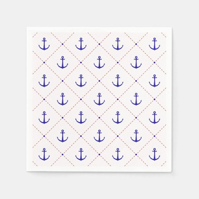 Anchors Away Red White Blue Serviette (Vorderseite)