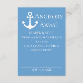 Anchors Away Sailboats Blue Diaper Raffle Baby Begleitkarte