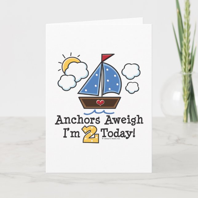 Anchors Aweigh Sailboat 2. Einladung zum Geburtsta (Vorderseite)