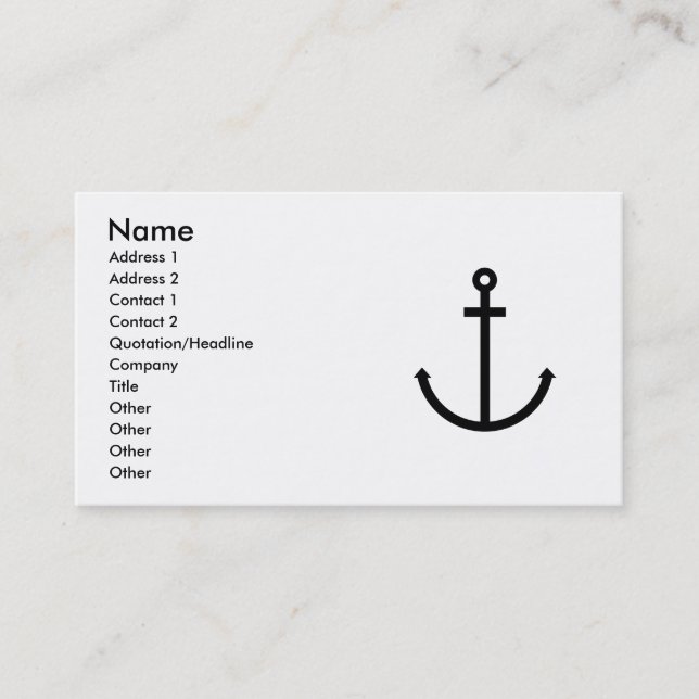 Anchors Aweigh Visitenkarte (Vorderseite)