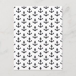 Anchors Pattern Nautical Schwarz-weiß Sailor Postkarte