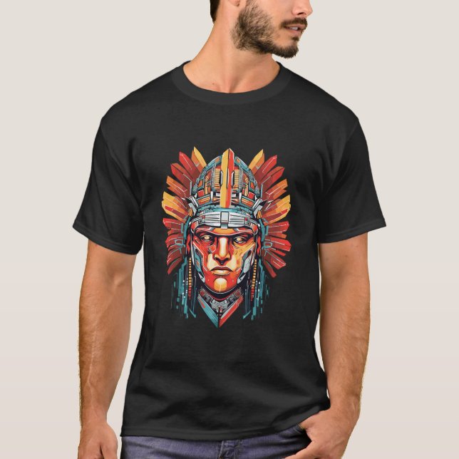 Ancien Aztec Warrior Mystical Abstrakt T-Shirt (Vorderseite)
