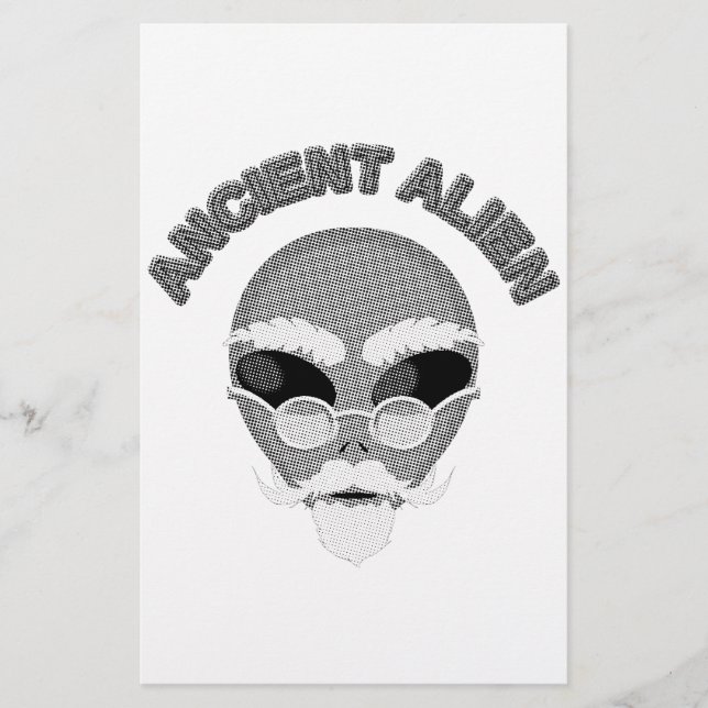 Ancient Alien Head Newsprint Briefpapier (Vorderseite)