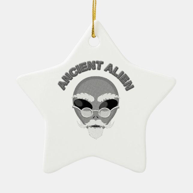 Ancient Alien Head Newsprint Keramik Ornament (Vorne)