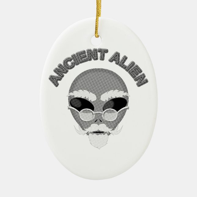 Ancient Alien Head Newsprint Keramik Ornament (Vorne)