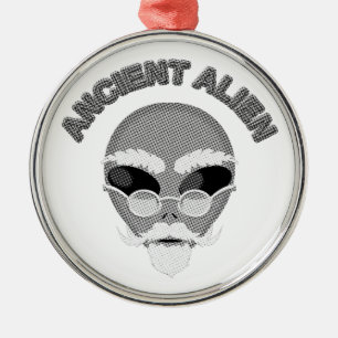 Ancient Alien Head Newsprint Ornament Aus Metall