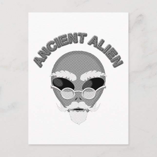 Ancient Alien Head Newsprint Postkarte (Vorderseite)