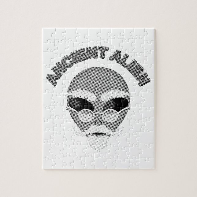 Ancient Alien Head Newsprint Puzzle (Vertikal)