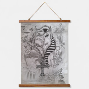Ancient Außerirdischen , Anubis Wandteppich Mit Holzrahmen