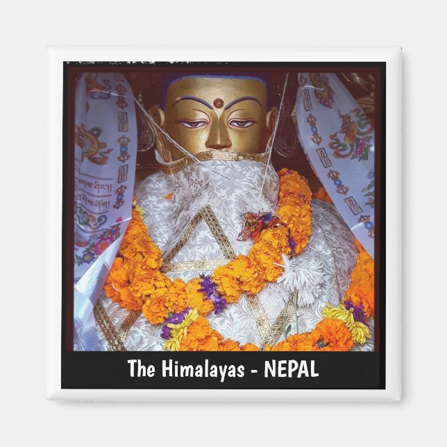 Ancient Buddha, Swayambunath, Kathmandu - Nepal Magnet (Vorne)