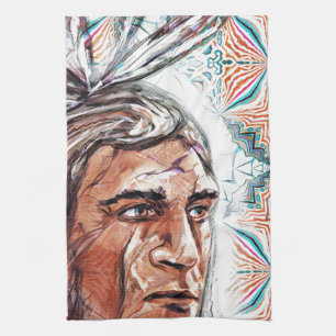 Ancient chieftan und Fraktal Muster Geschirrtuch