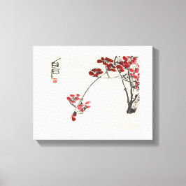 Ancient China Painting-Qi Baishi-Red Wintersweet Leinwanddruck