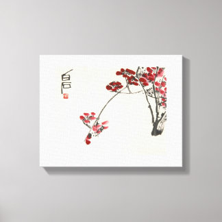 Ancient China Painting-Qi Baishi-Red Wintersweet Leinwanddruck