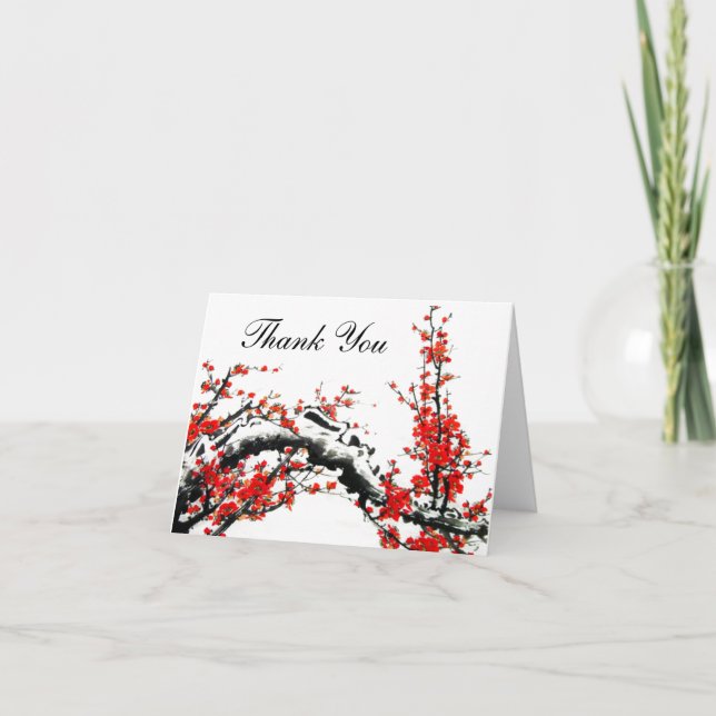 Ancient Chinese Pflaume Tree Note Card Dankeskarte (Vorderseite)