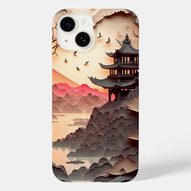 Ancient Chinese Scene Paper Cut iPhone 14 Fall Case-Mate iPhone Hülle (Rückseite)