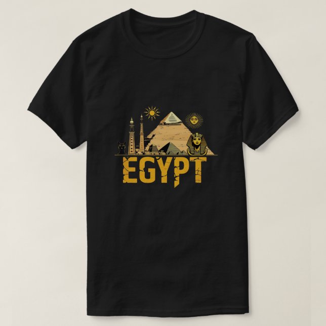 Ancient Egypt Landmarks Graphic Design on Black Ba T-Shirt (Design vorne)