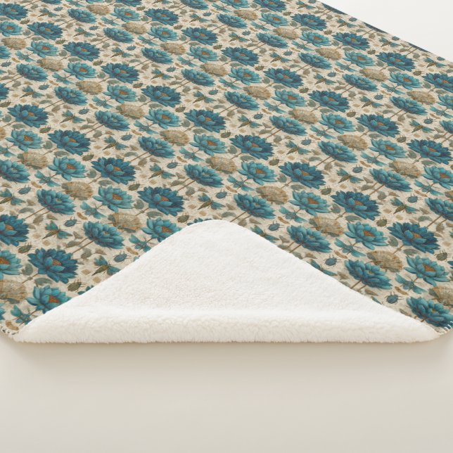 Ancient Egypt Toile de Jouy Green Floral Pattern Sherpadecke (3/4)