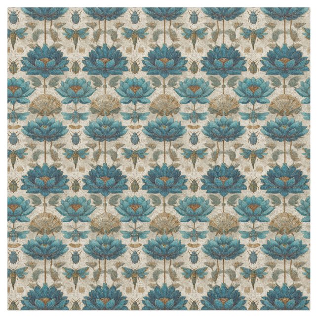 Ancient Egypt Toile de Jouy Green Floral Pattern Stoff (Nahaufnahme)