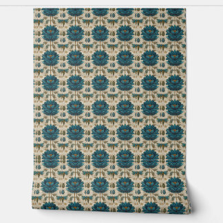 Ancient Egypt Toile de Jouy Green Floral Pattern Tapete