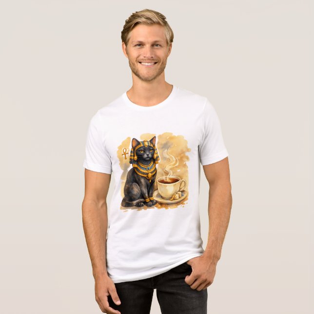 Ancient Egyptian Cat Bastet Mythology Design Tri-Blend Shirt (Vorderseite voll)