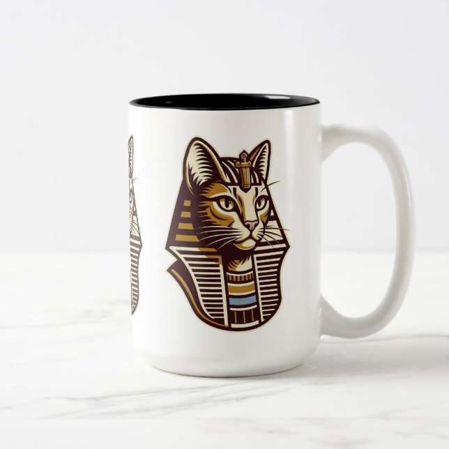 Ancient Egyptian Cat Coffee Mug – Pharaoh Cat Desi Zweifarbige Tasse (Rechts)