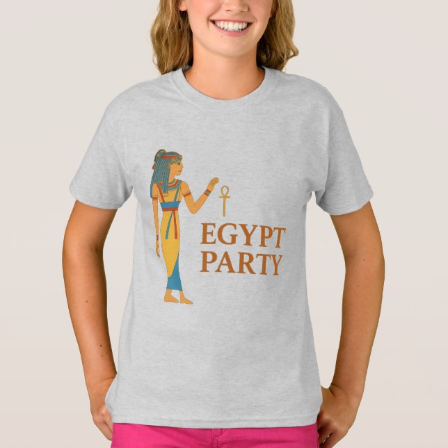 Ancient Egyptian Goddess with Ankh in Gold & Blue T-Shirt (Vorderseite)
