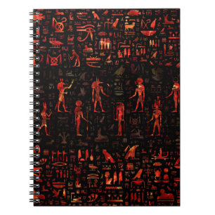 Ancient Egyptian Gods and hieroglyphs - Red Marble Notizblock