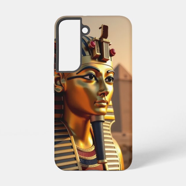 Ancient Egyptian King Tut Gold Mask with Pyramids Samsung Galaxy Hülle (Rückseite)