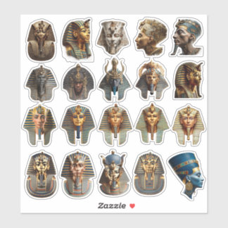 Ancient Egyptian Pharaoh Faces Stickers | Gold 3D  Aufkleber