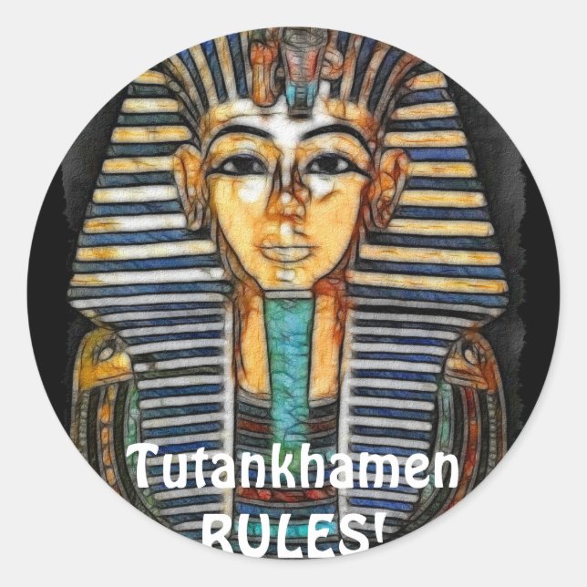 Ancient Egyptian Pharaoh Tutankhamen Runder Aufkleber (Vorderseite)