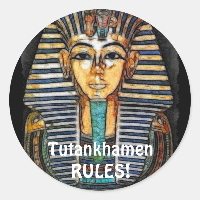 Ancient Egyptian Pharaoh Tutankhamen Runder Aufkleber (Vorderseite)