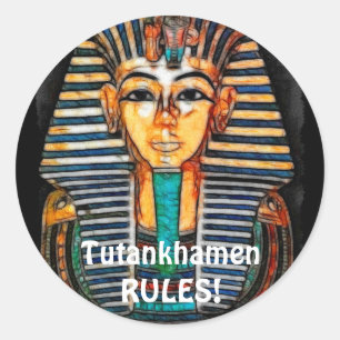 Ancient Egyptian Pharaoh Tutankhamen Runder Aufkleber