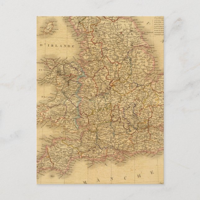 Ancient English Map Postkarte (Vorderseite)