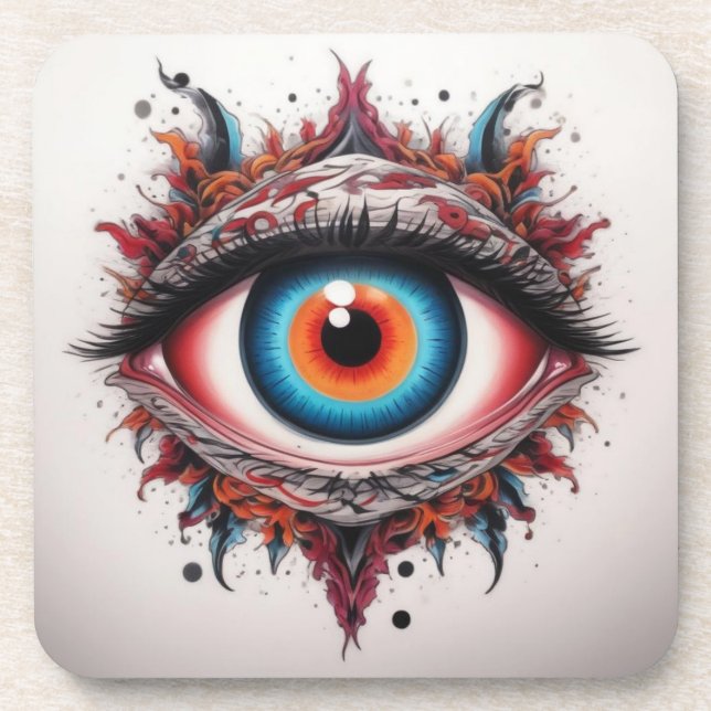 ANCIENT FANTASY BLUE IRIS EYEBALL GETRÄNKEUNTERSETZER (Vorderseite)