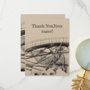 Ancient Footbridge pencilart Monochrome Dankeskarte