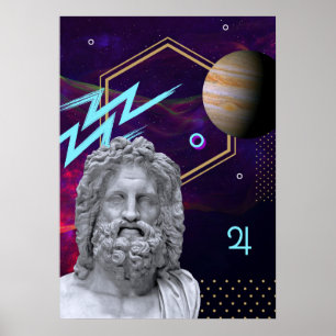 Ancient Gods and Planets: Jupiter (gr. Zeus) Poster