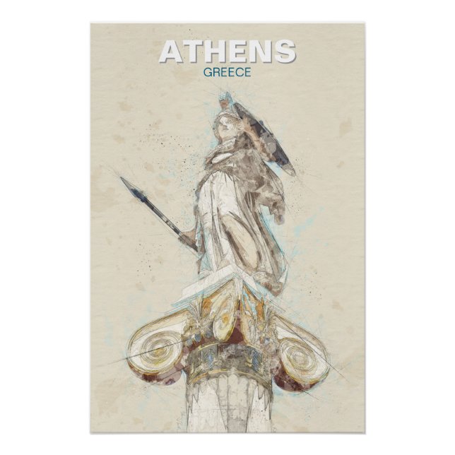 Ancient Greece Athena Statue Sketch Poster  (Vorderseite)
