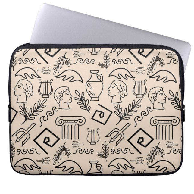 Ancient Greece Line Art Pattern Laptopschutzhülle (Vorderseite)