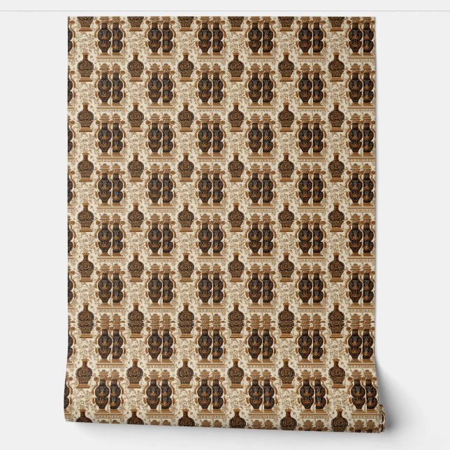 Ancient Greece Toile de Jouy Classic Vases Pattern Tapete (Abrollen)