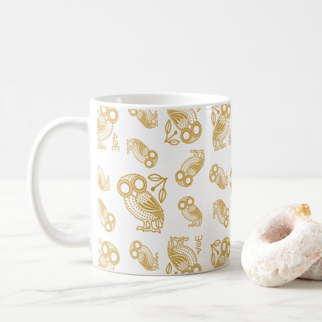 Ancient Greek Athenian Owl Pattern  Kaffeetasse (Mit Donut)